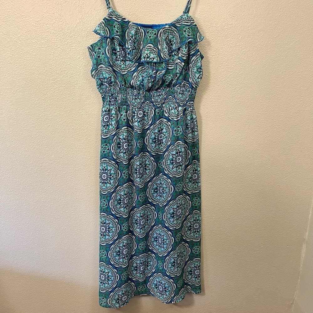 Faded Glory Boho Floral Maxi Dress Smocked Waist Summer Vacation Beach Size 20